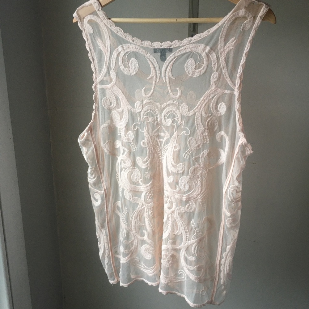 Express Sheer Lace Sleeveless Top Sz. L